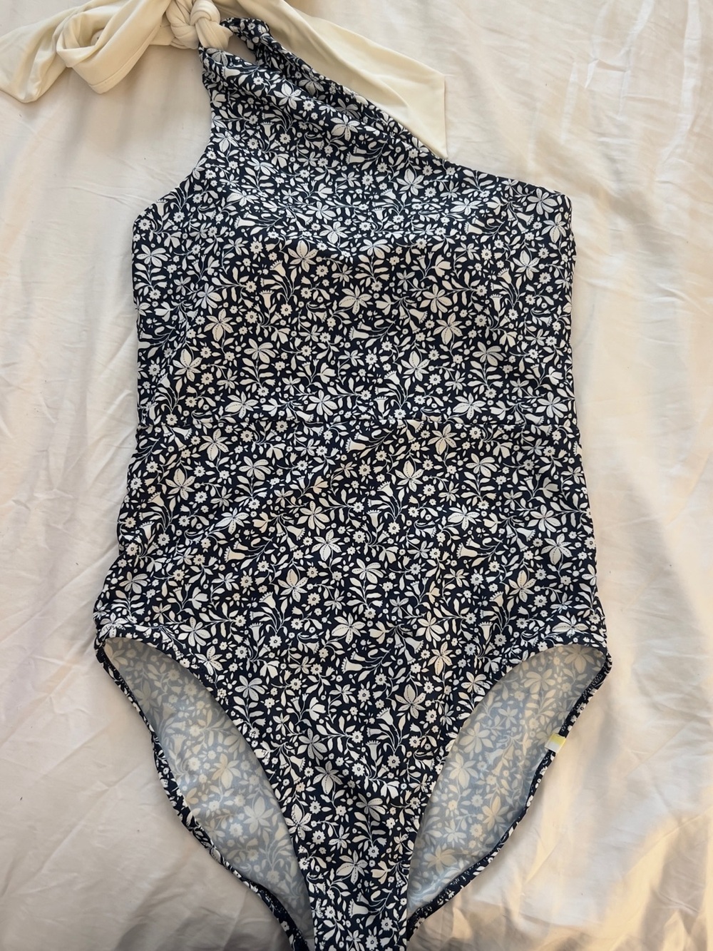 summersalt One-Shoulder Navy and White Floral One-Piece Swimsuit